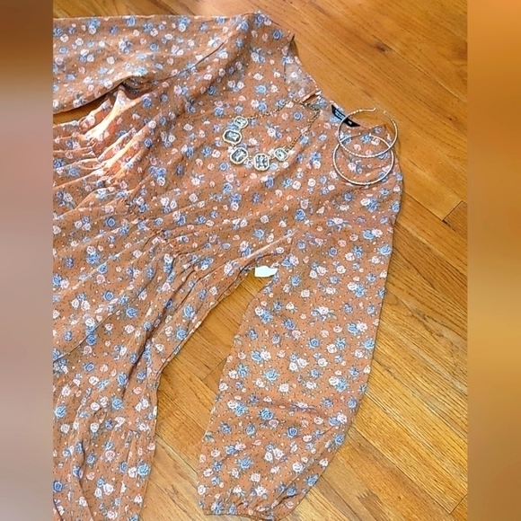 Shein Curve Floral Print Lanter Sleeve Ruffle Hem Dress - Picture 8 of 11